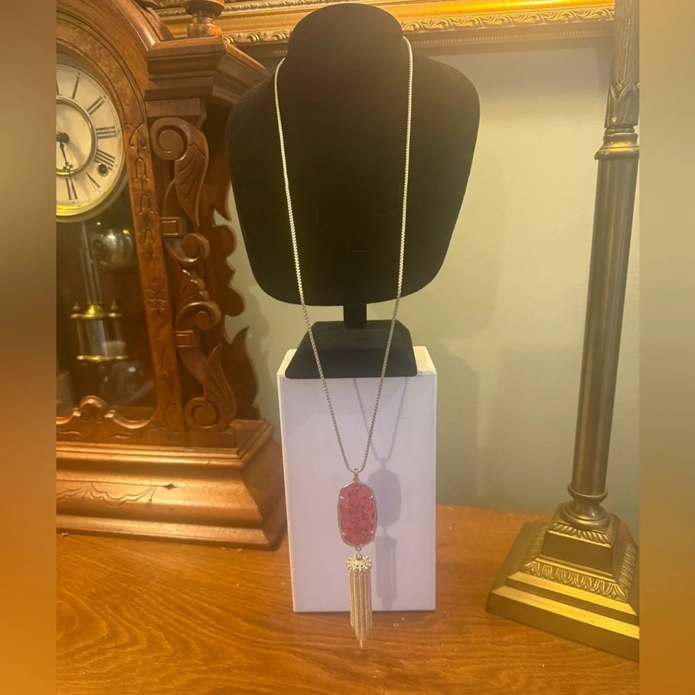 Kendra Scott Rayne Red Magnesite 14K Gold Long Tassel Necklace 21”